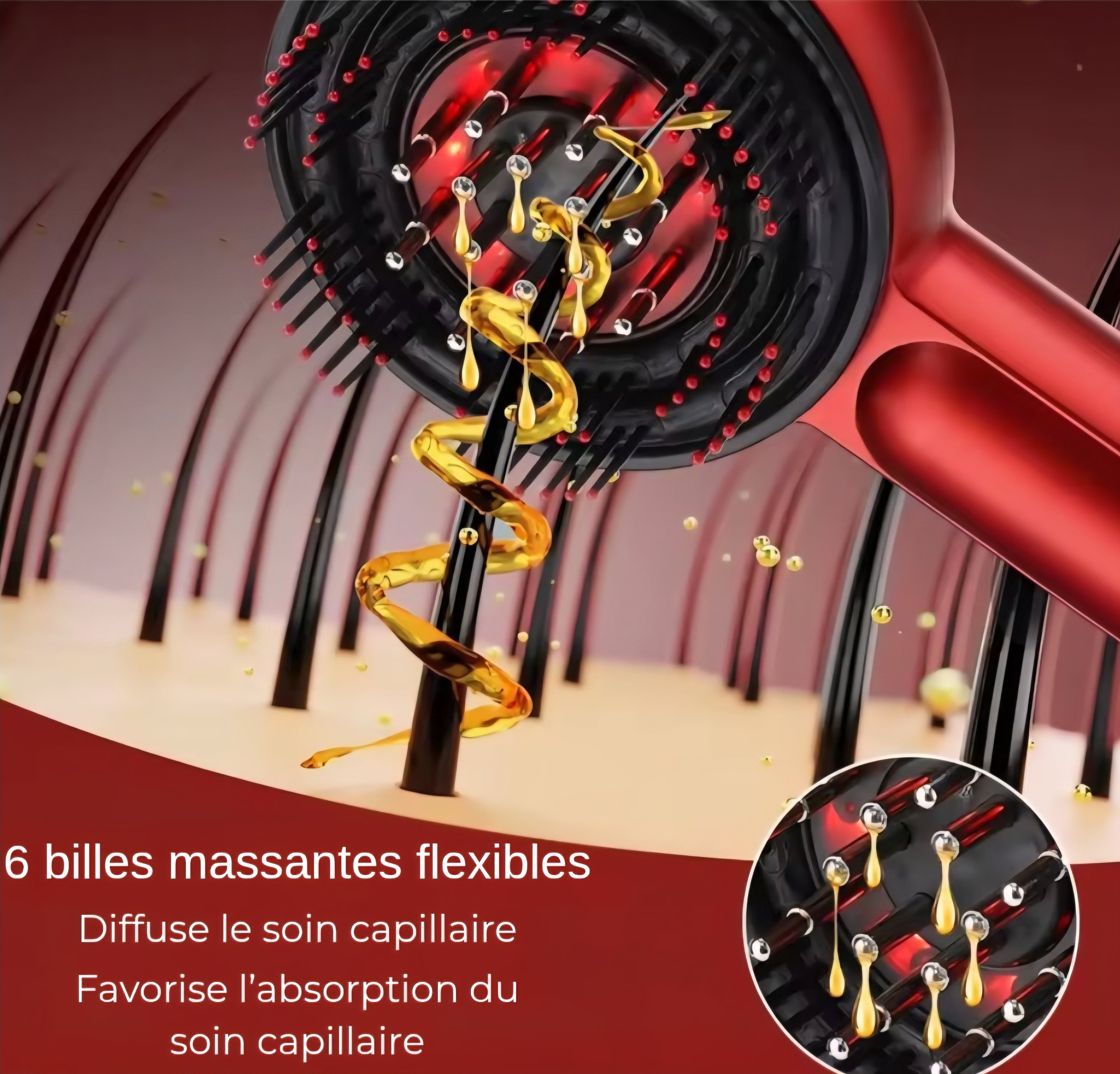 Brosse Massante LED – Cheveux plus forts & volumineux