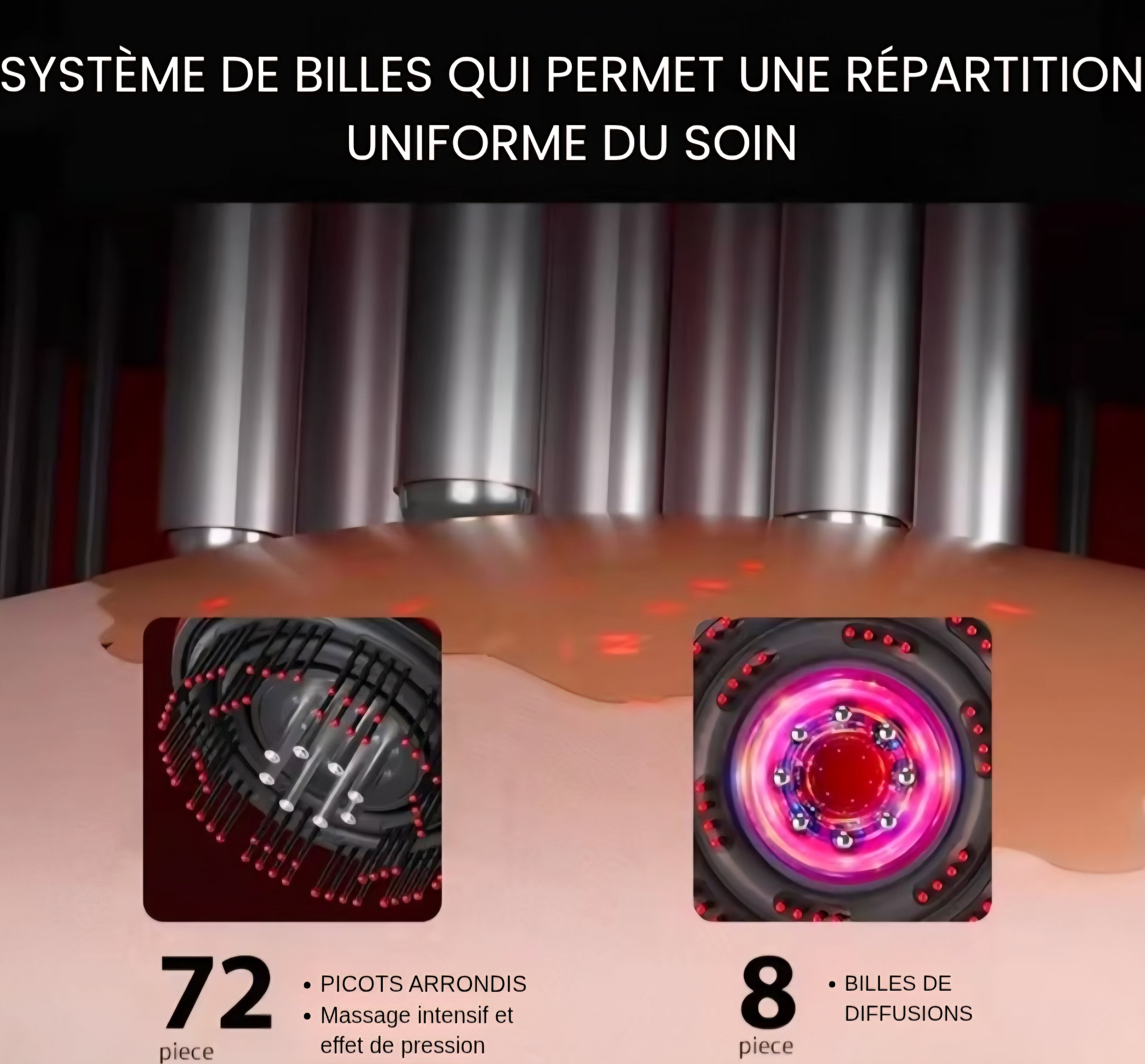 Brosse Massante LED – Cheveux plus forts & volumineux